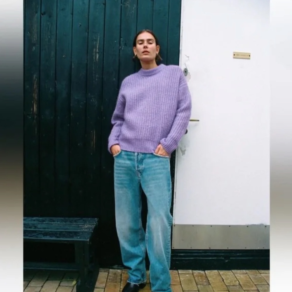 ZARA BLOGGERS FAV PURL KNIT SWEATER LILAC NWT - Picture 2 of 8